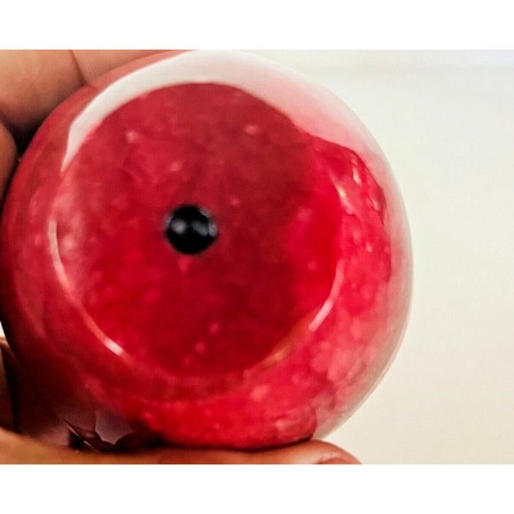 Antique Apple Italian Alabaster Stone Set of 2 Fruit Carved Marble 3" Woodstem - Picture 7 of 10